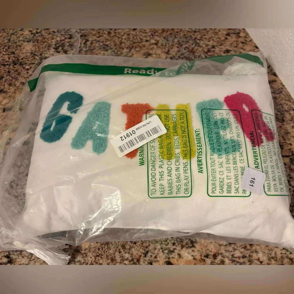 Colorful 'Gather' Holiday Pillow